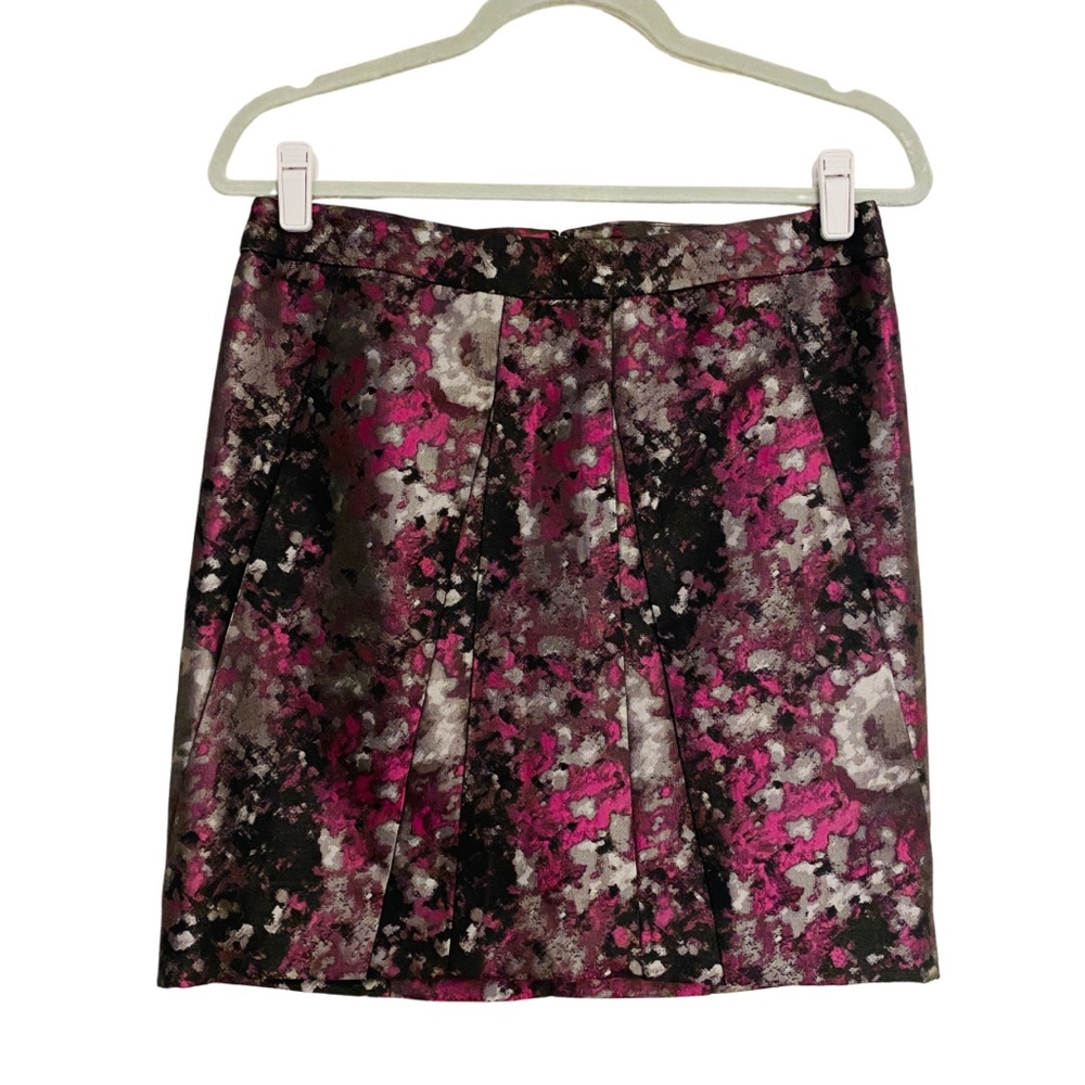 Anne Klein Watercolor Metallic Satin-like Mini Skirt with Pockets! (Size 8P)